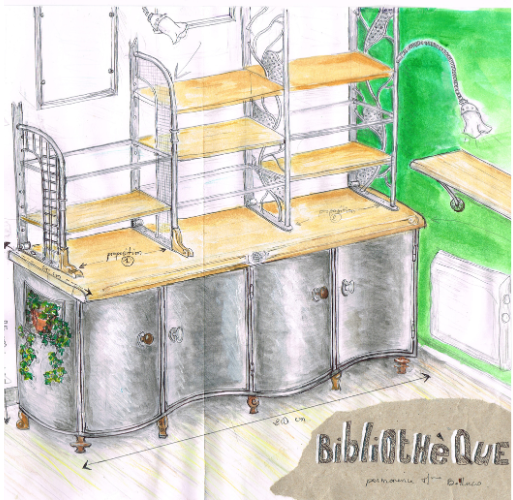 croquis du chantier de la bibliothèque pour la permanence d'une députée